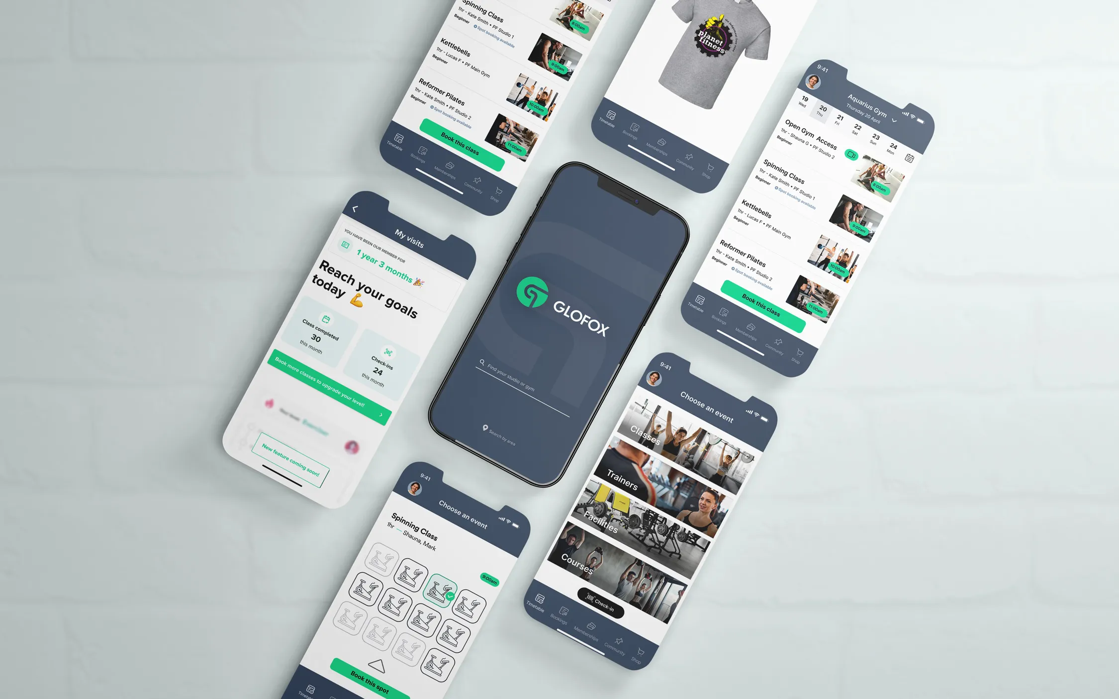 Glofox app screens cover treatment