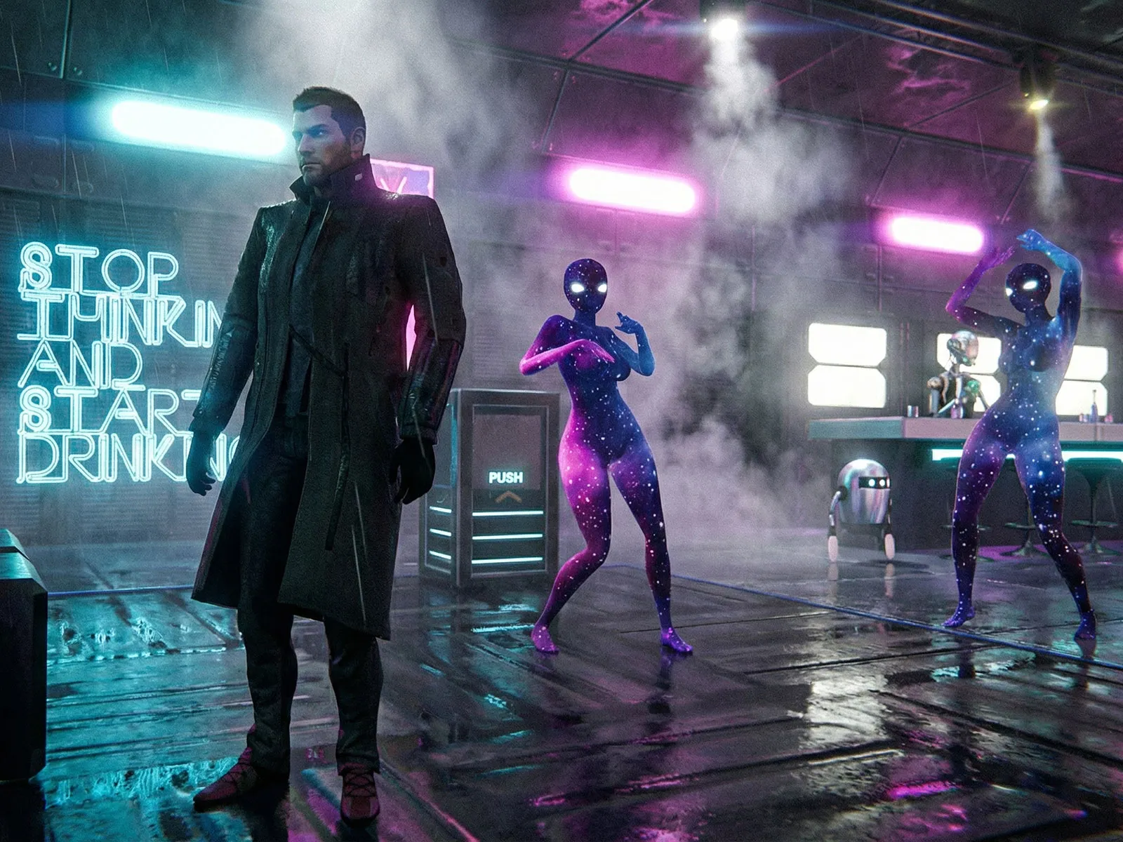 Delirium 88 — a neon-lit bar scene from the game